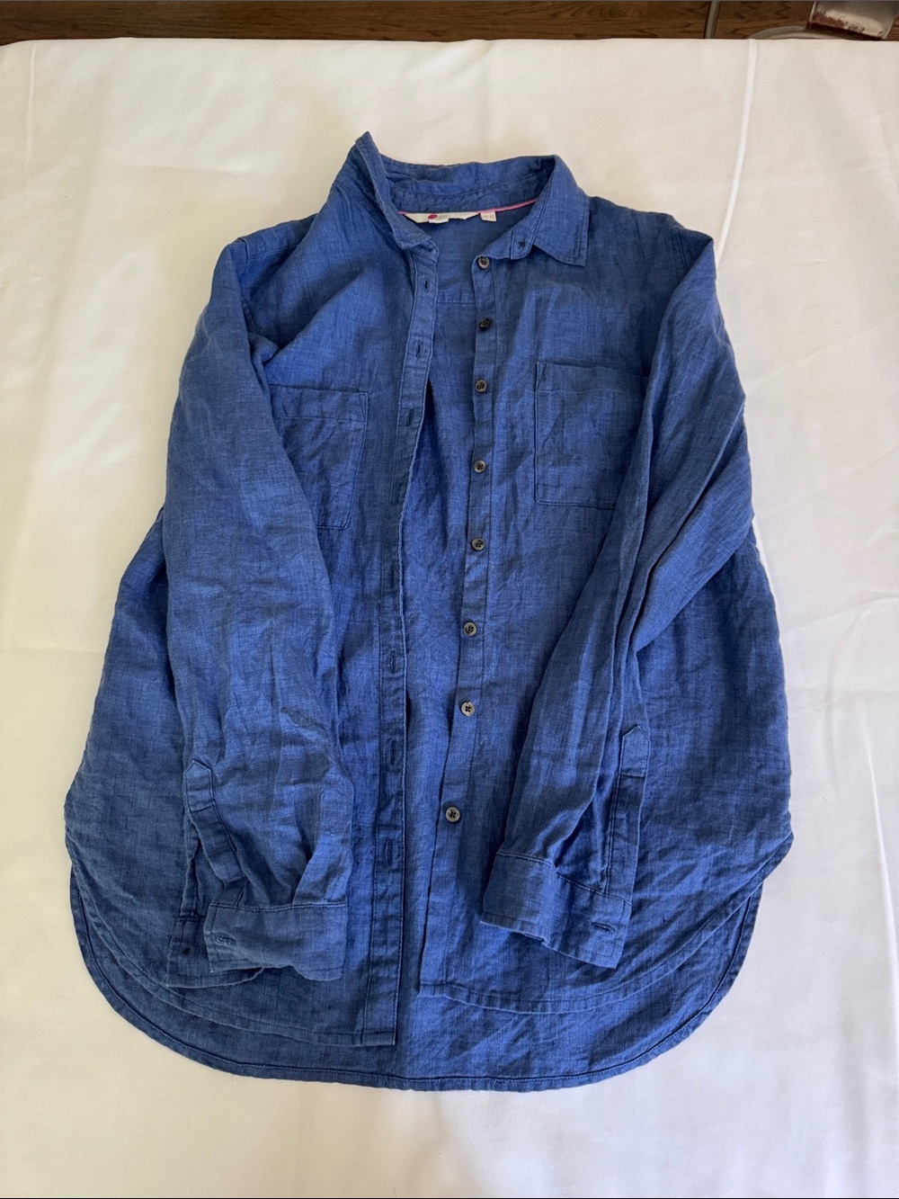 Boden Blue Linen Button-Front Shirt